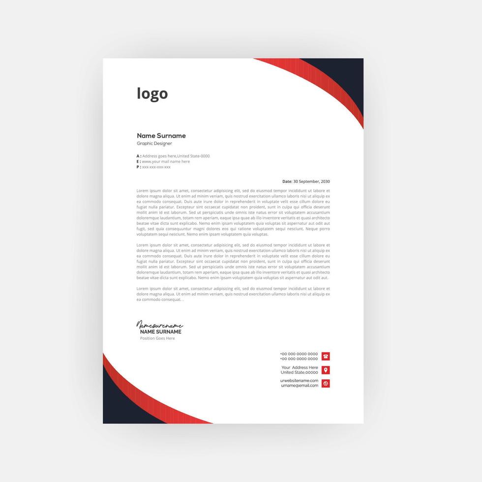 Simple Creative Letterhead Template Design vector