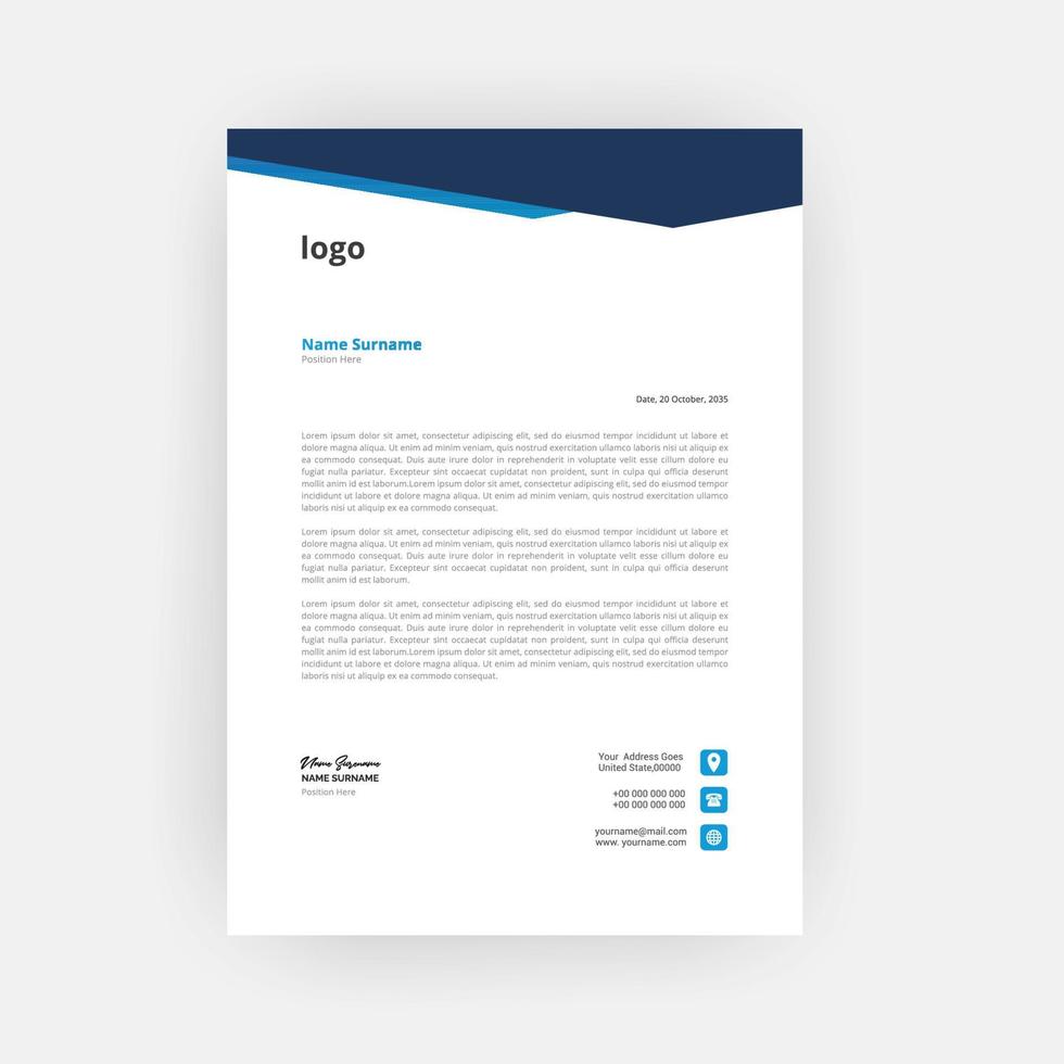 Simple Creative Letterhead Template Design vector