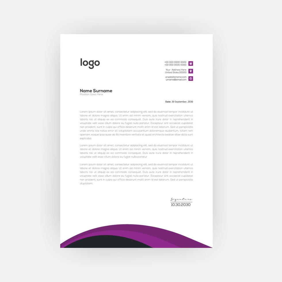 Simple Creative Letterhead Template Design vector