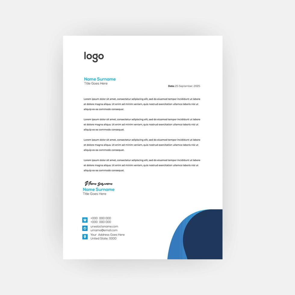 Simple Creative Letterhead Template Design vector