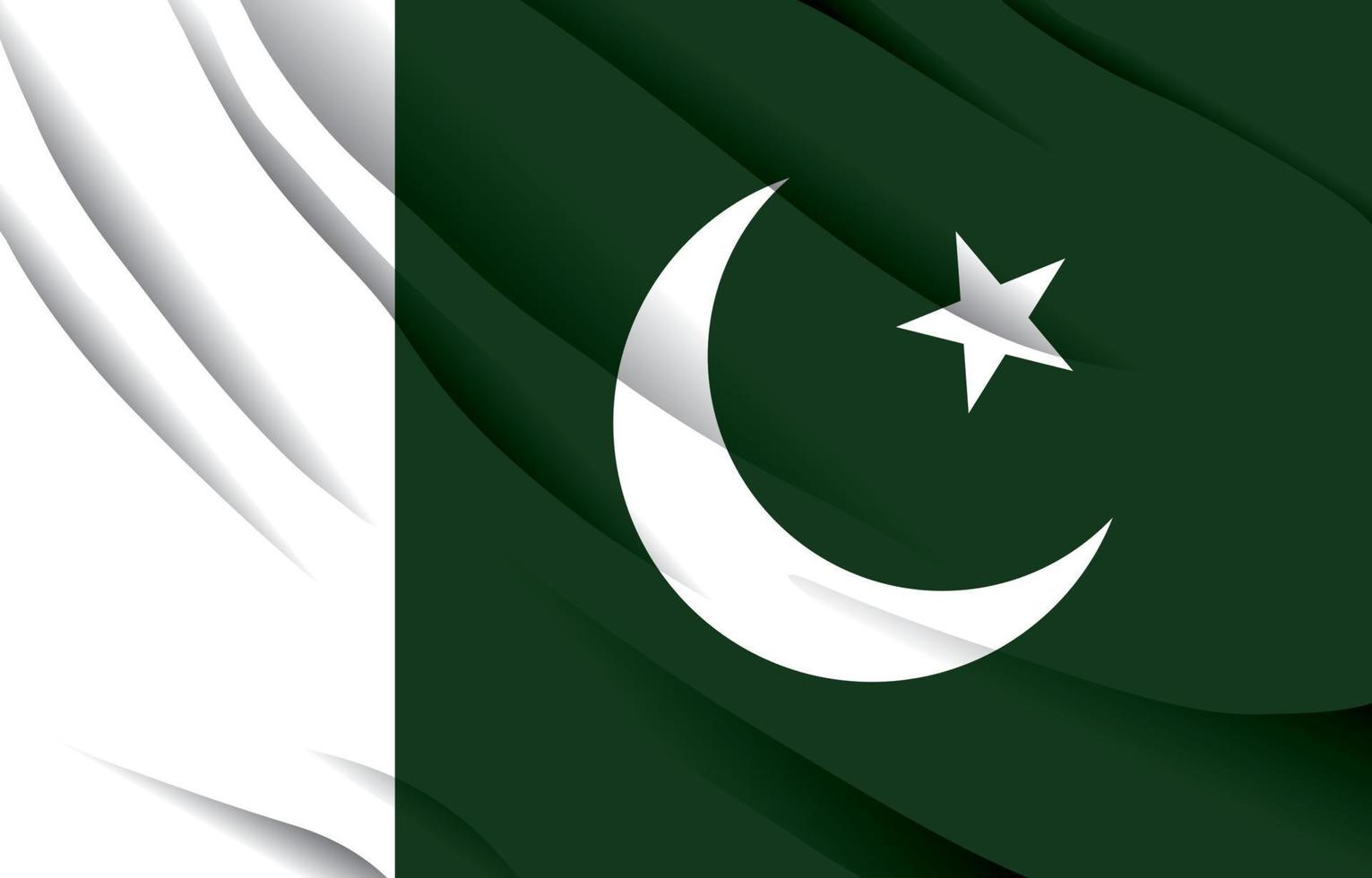 pakistán bandera nacional ondeando ilustración vectorial realista vector