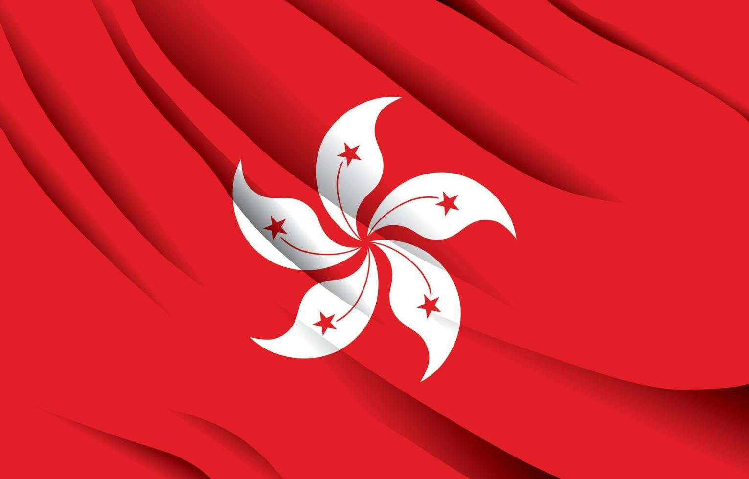 hongkong national flag waving realistic vector illustration