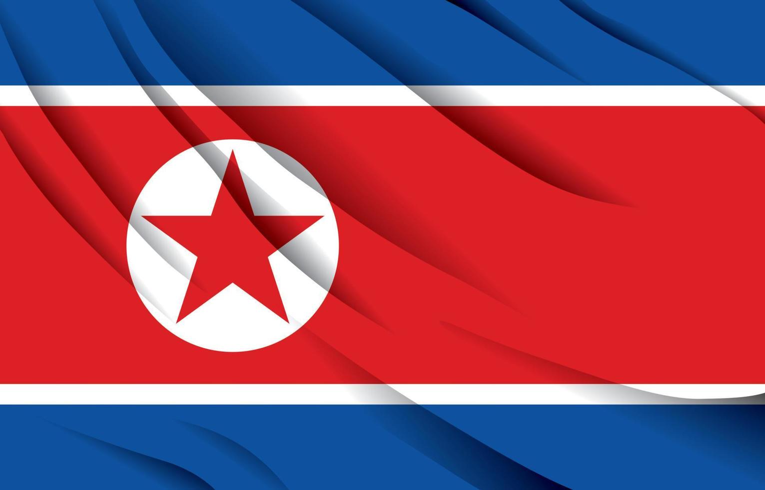 north korea national flag waving realistic vector illustration