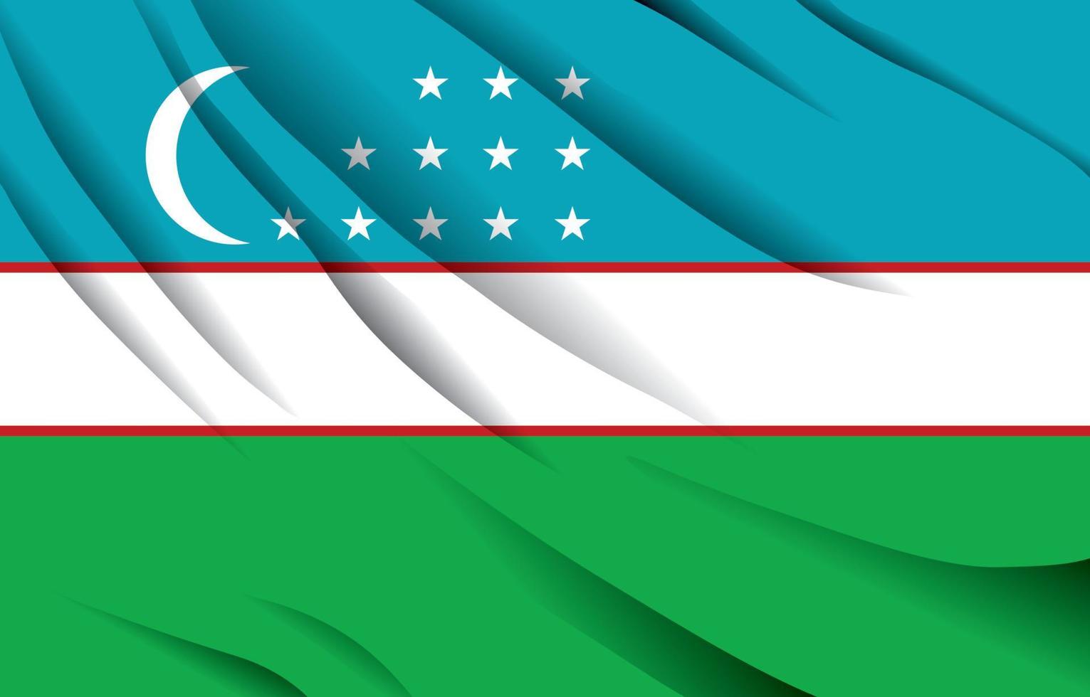 uzbekistan national flag waving realistic vector illustration