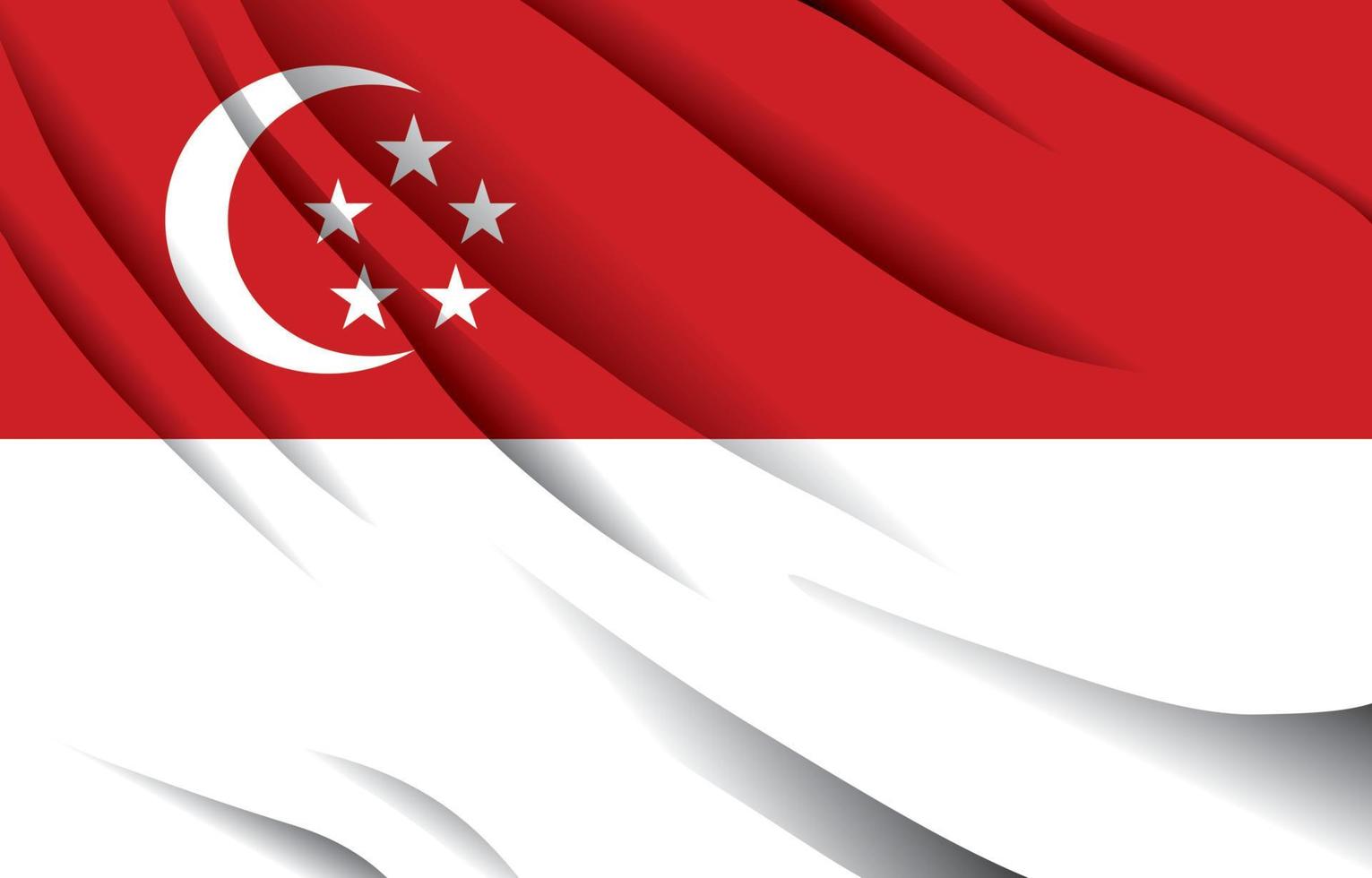 bandera nacional de singapur ondeando ilustración vectorial realista vector