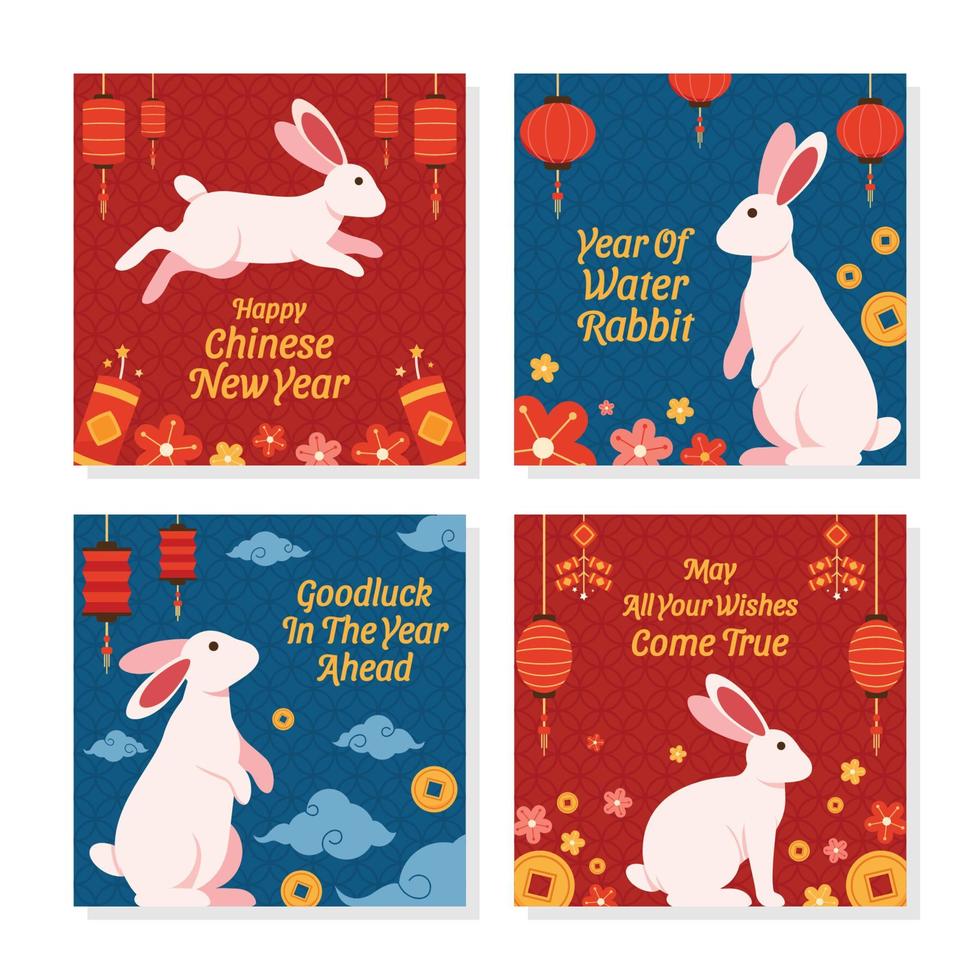 celebrando el año nuevo chino conejo de agua vector