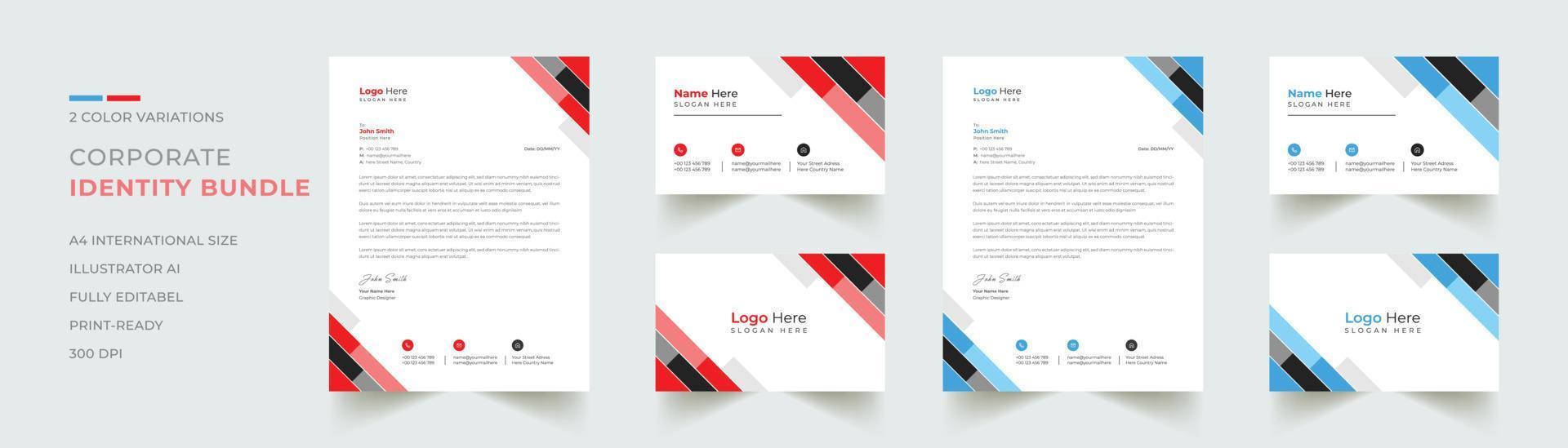Corporate Business Cards, Letterhead Designs, and Modern stationery packs with Abstract Templates vector