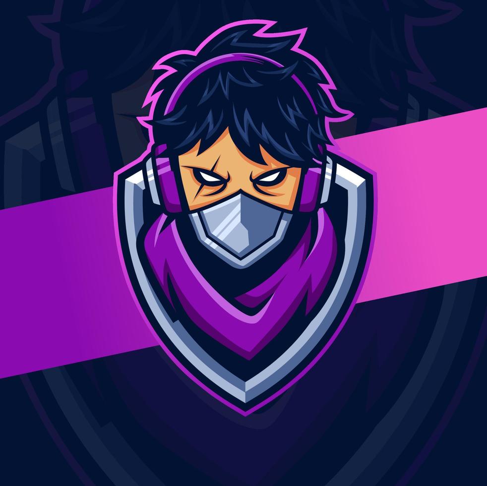 mujer hacker cyborg mascota esport logo diseño personaje para juegos vector