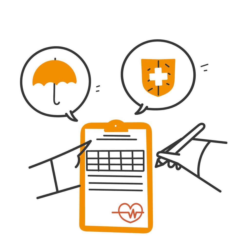 hand drawn doodle Health insurance concept icon illustration vector