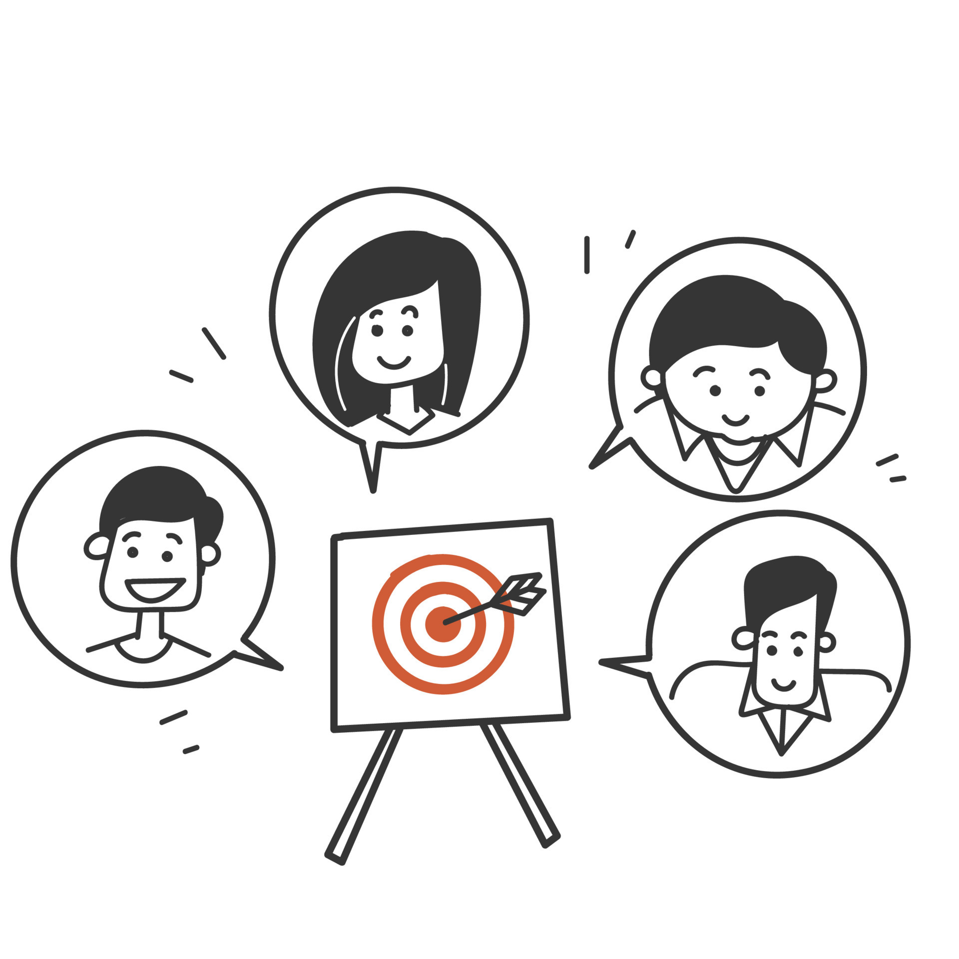 hand drawn doodle Target customer concept arrow illustration vector
