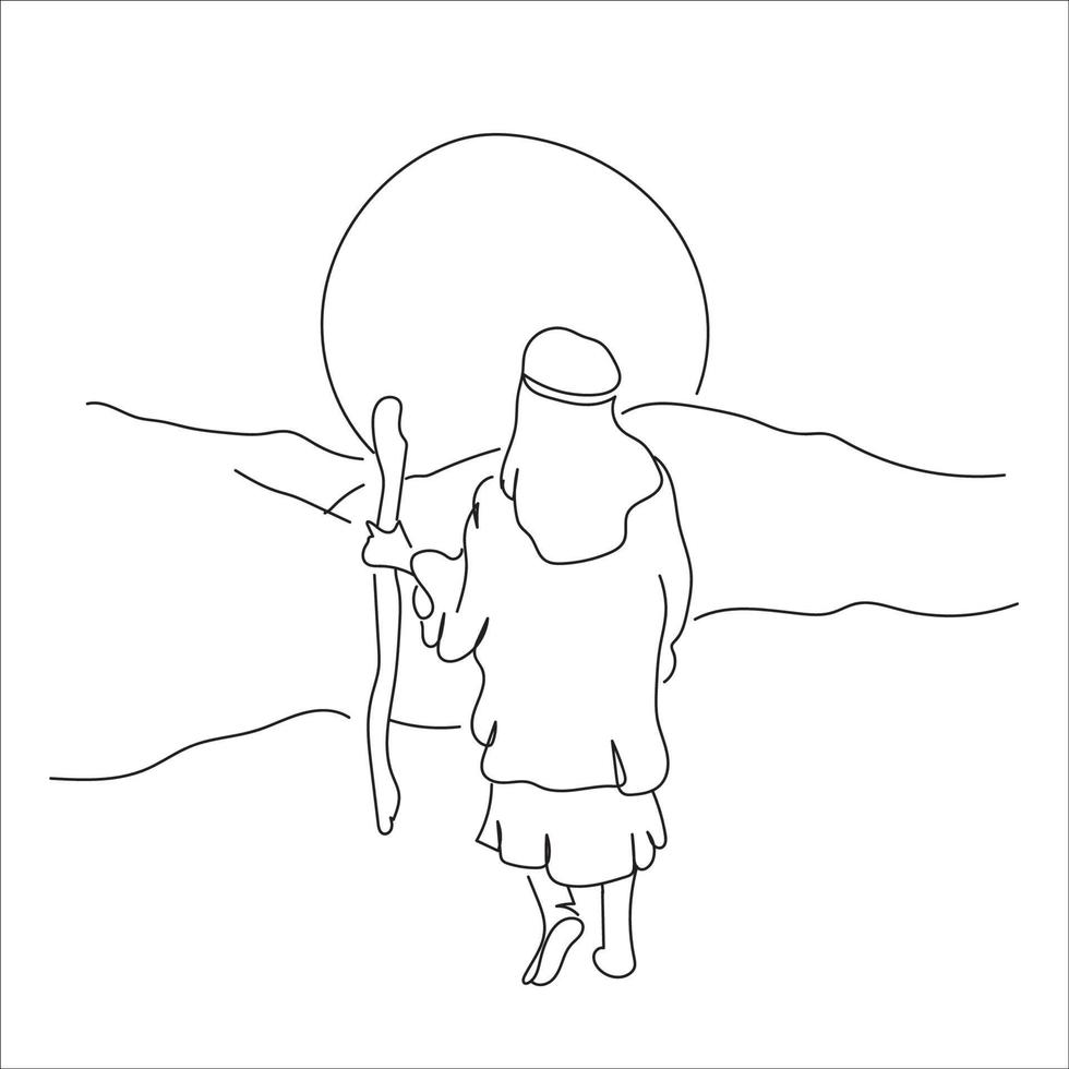 arte lineal de jesús, dibujo de dios minimalista, bosquejo simple cristiano, montañas de contorno, archivo vectorial vector