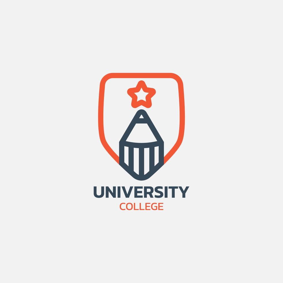 University emblem logo with pencil and star. vector