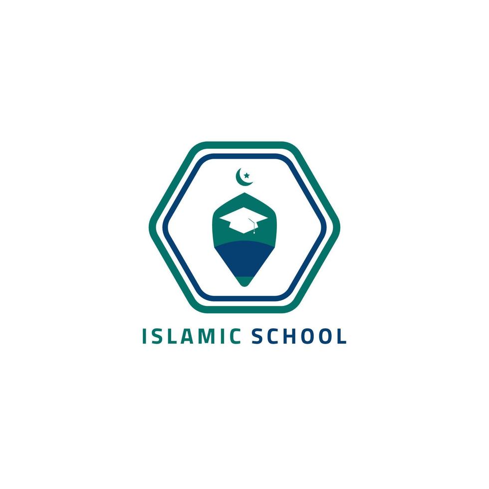 Islamic school logo in pencil and mosque shape. vector