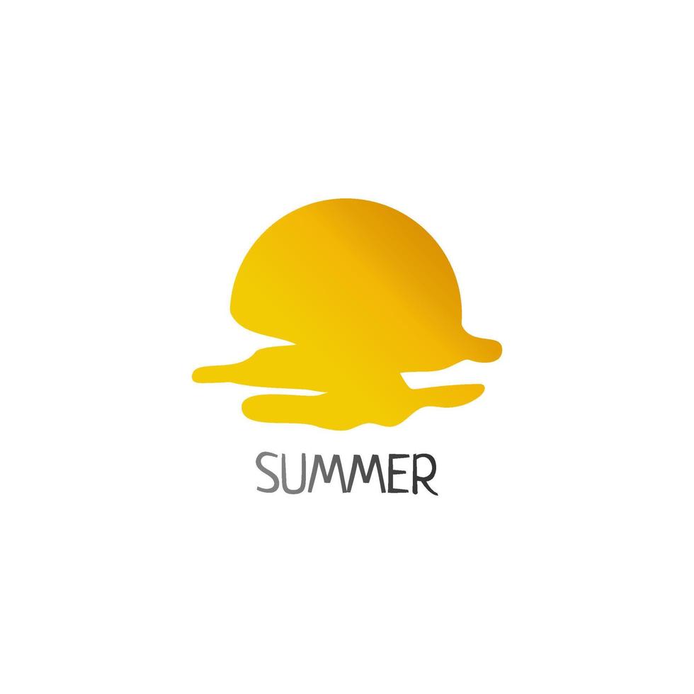 logotipo del sol con la mitad derretida como el océano. vector
