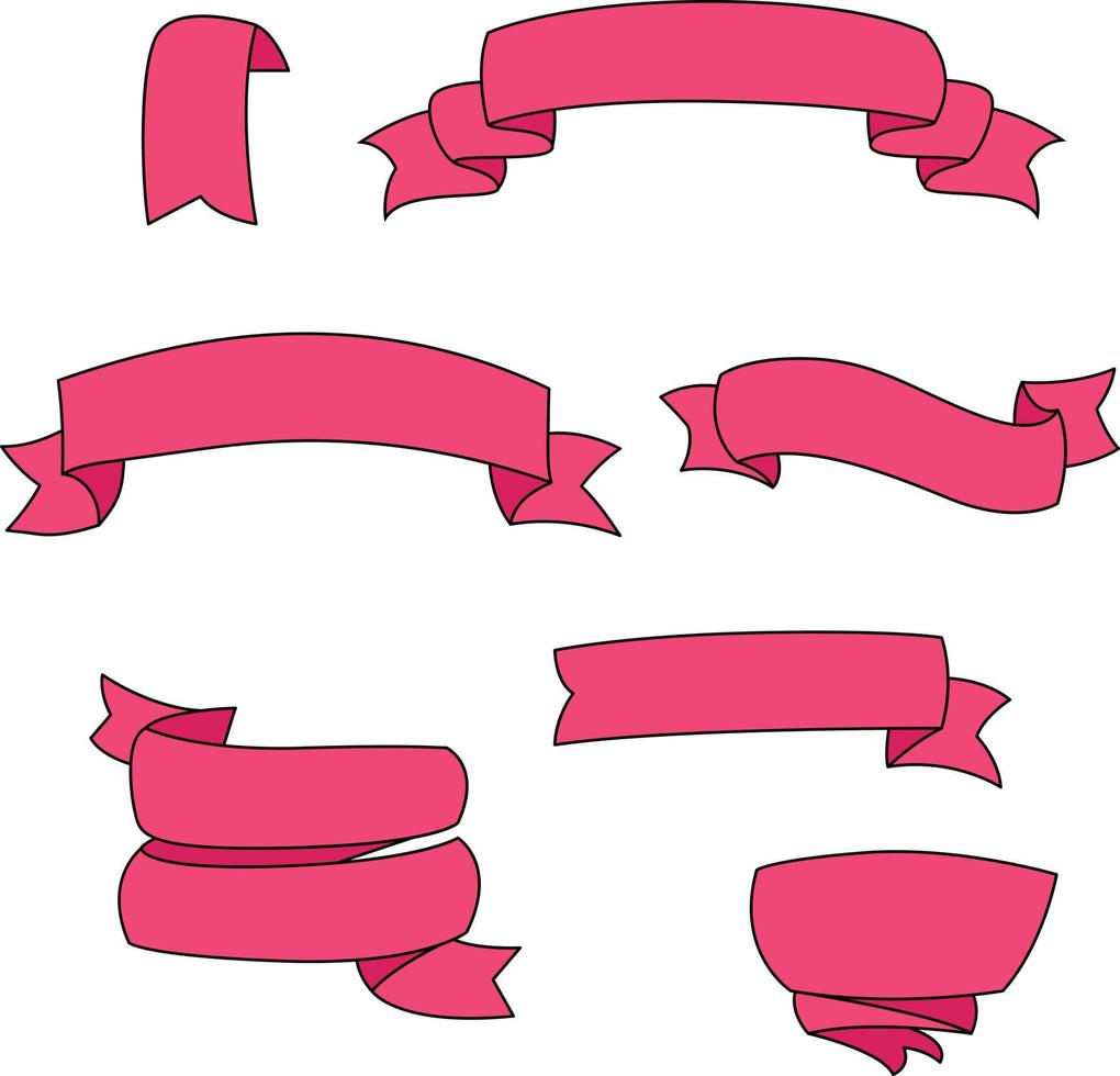 Set of pink ribbons vector