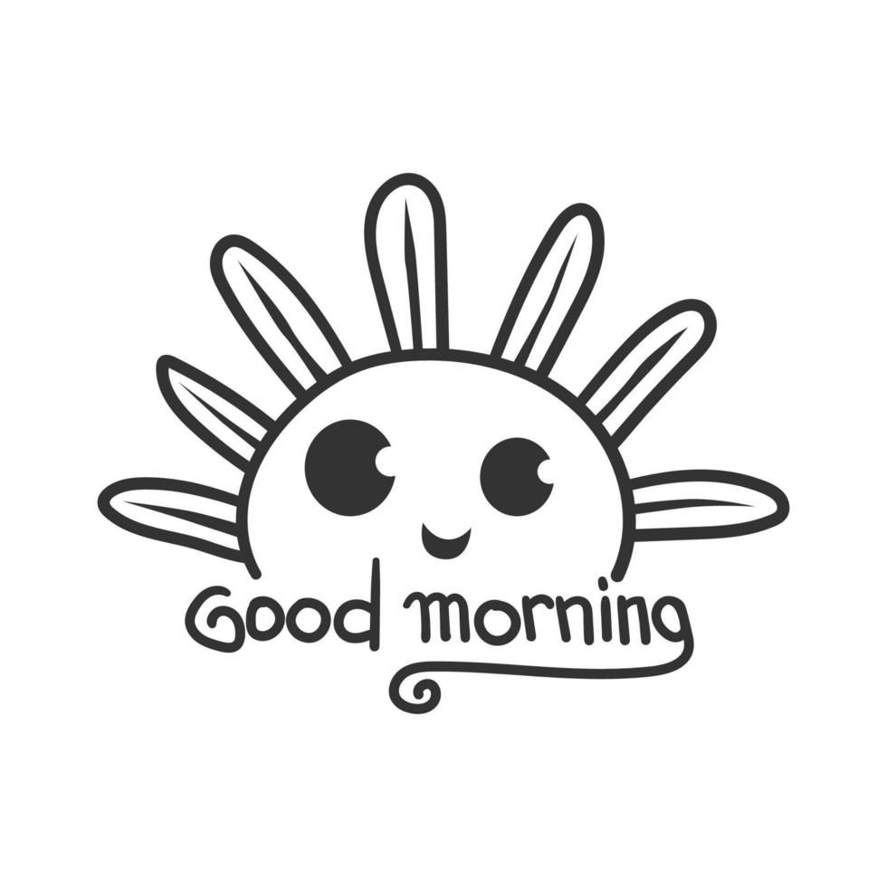 buenos días sol con letras ilustración vectorial de texto vector