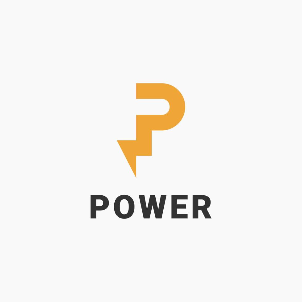 logotipo de energía de potencia de letra p vector