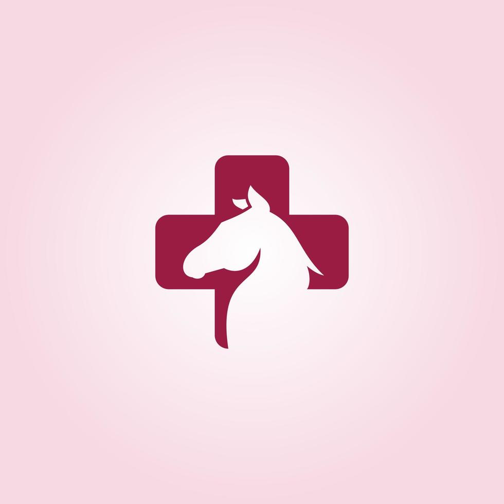 horse medical cross vet logo vector