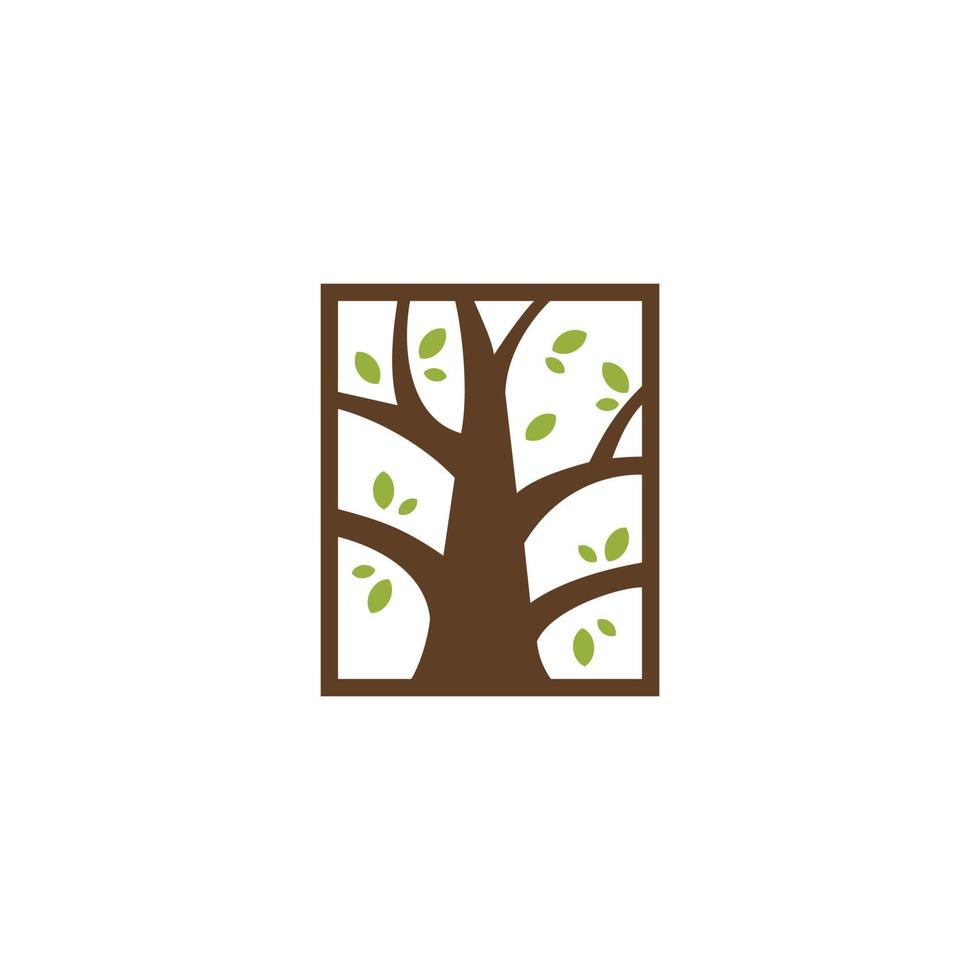 tree in frame logo leaf branch vector