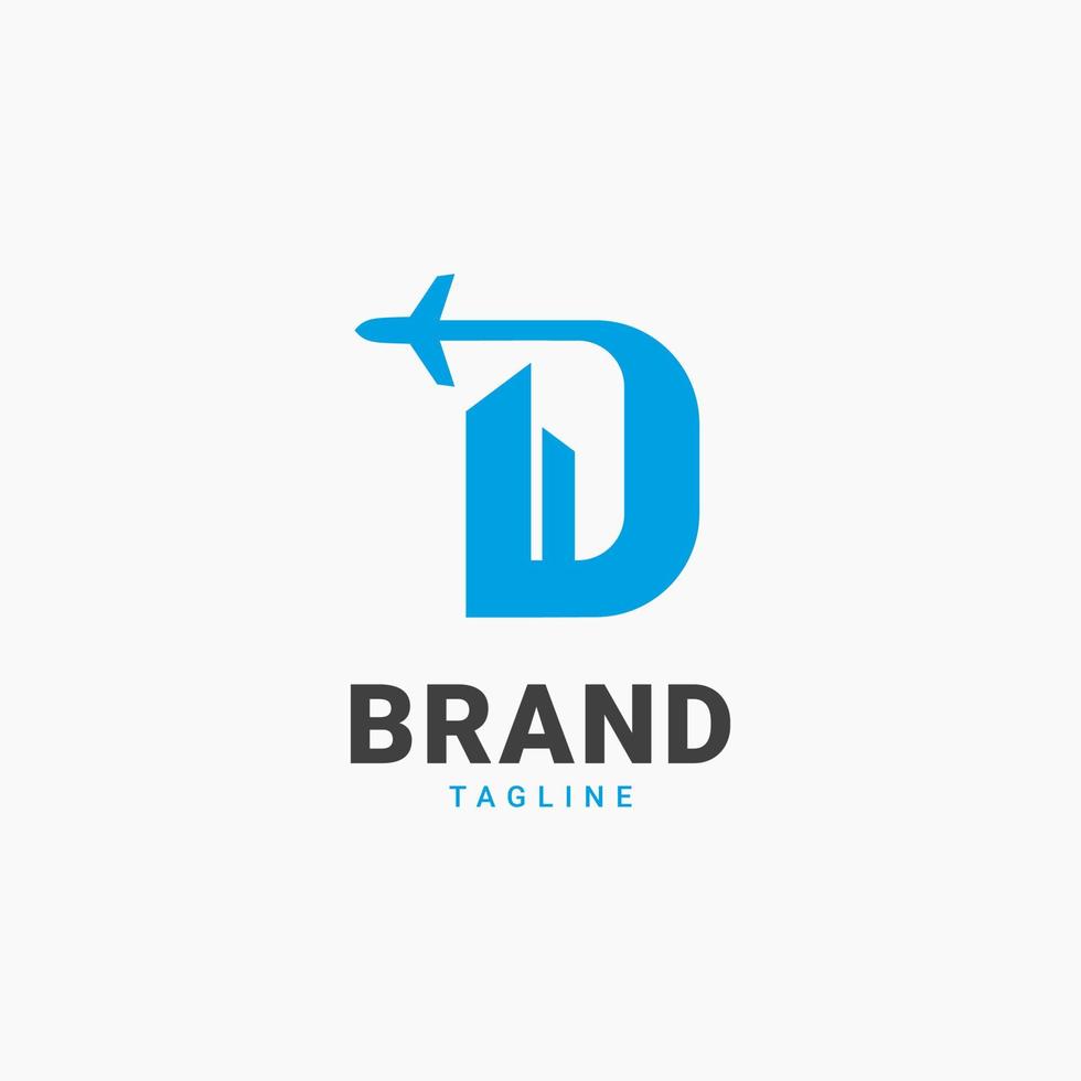 letter d building and plane business logo vector