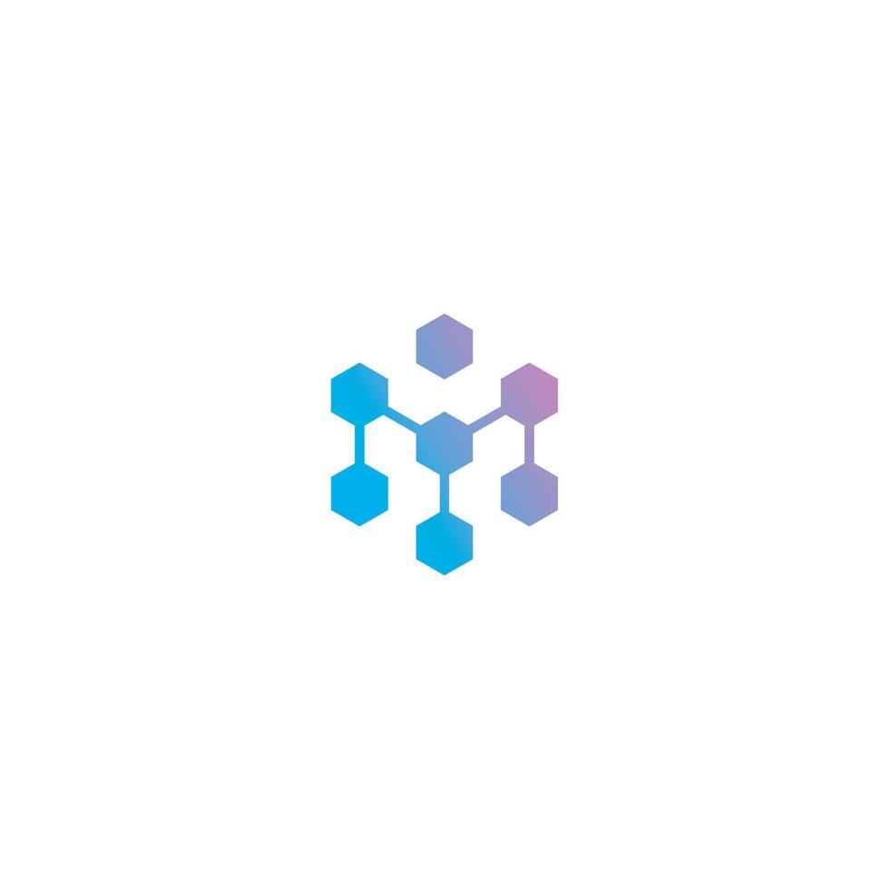 Letter M Blockchain Logo created Neatly Minimal Simple Modern vector