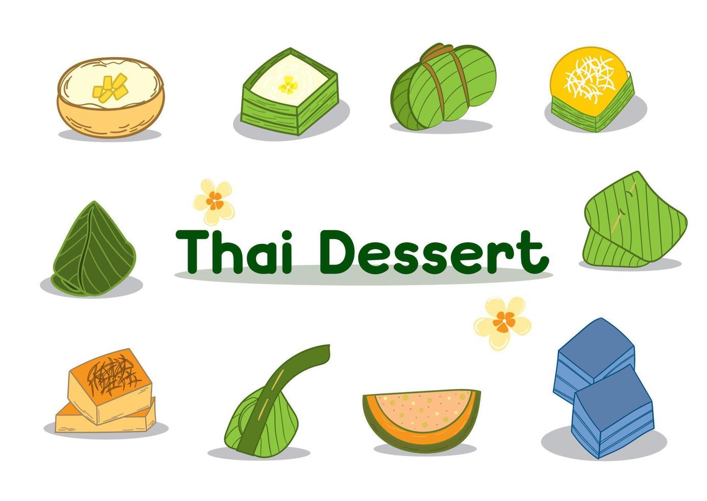 Logo thai dessert hand drawn isolated on white background vector