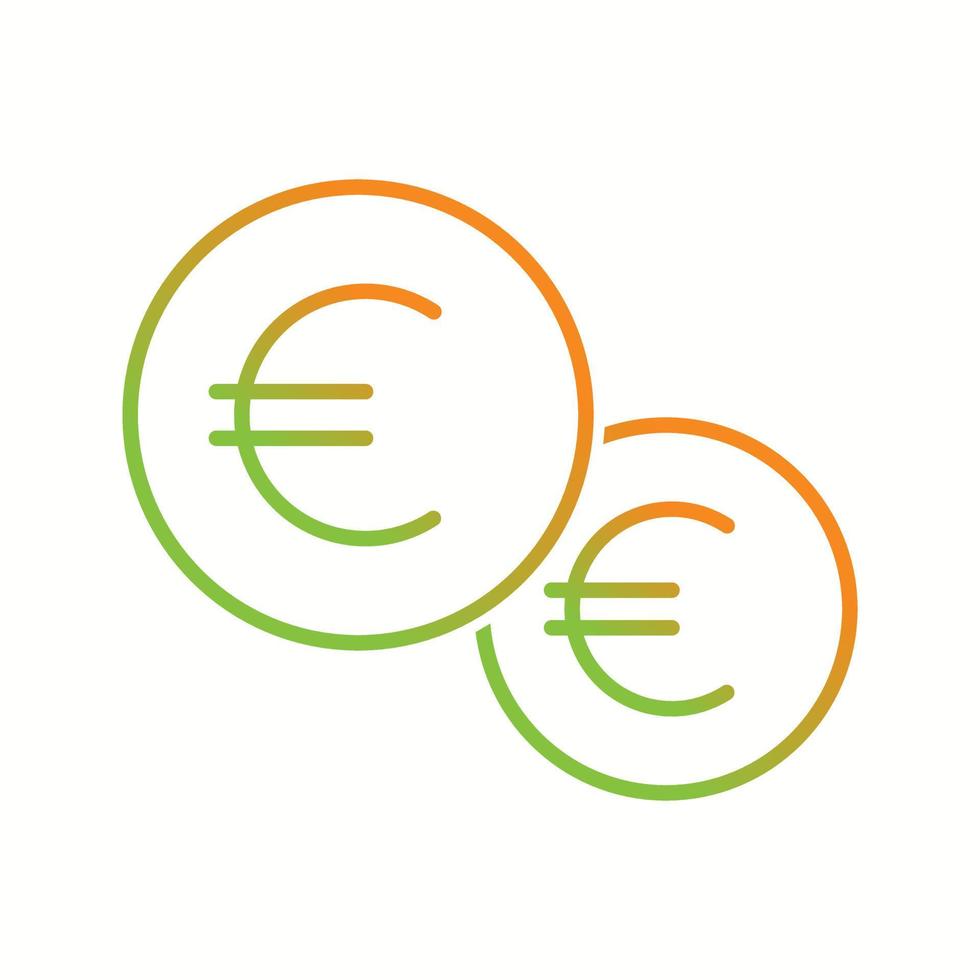 Beautiful euro coin Vector line icon