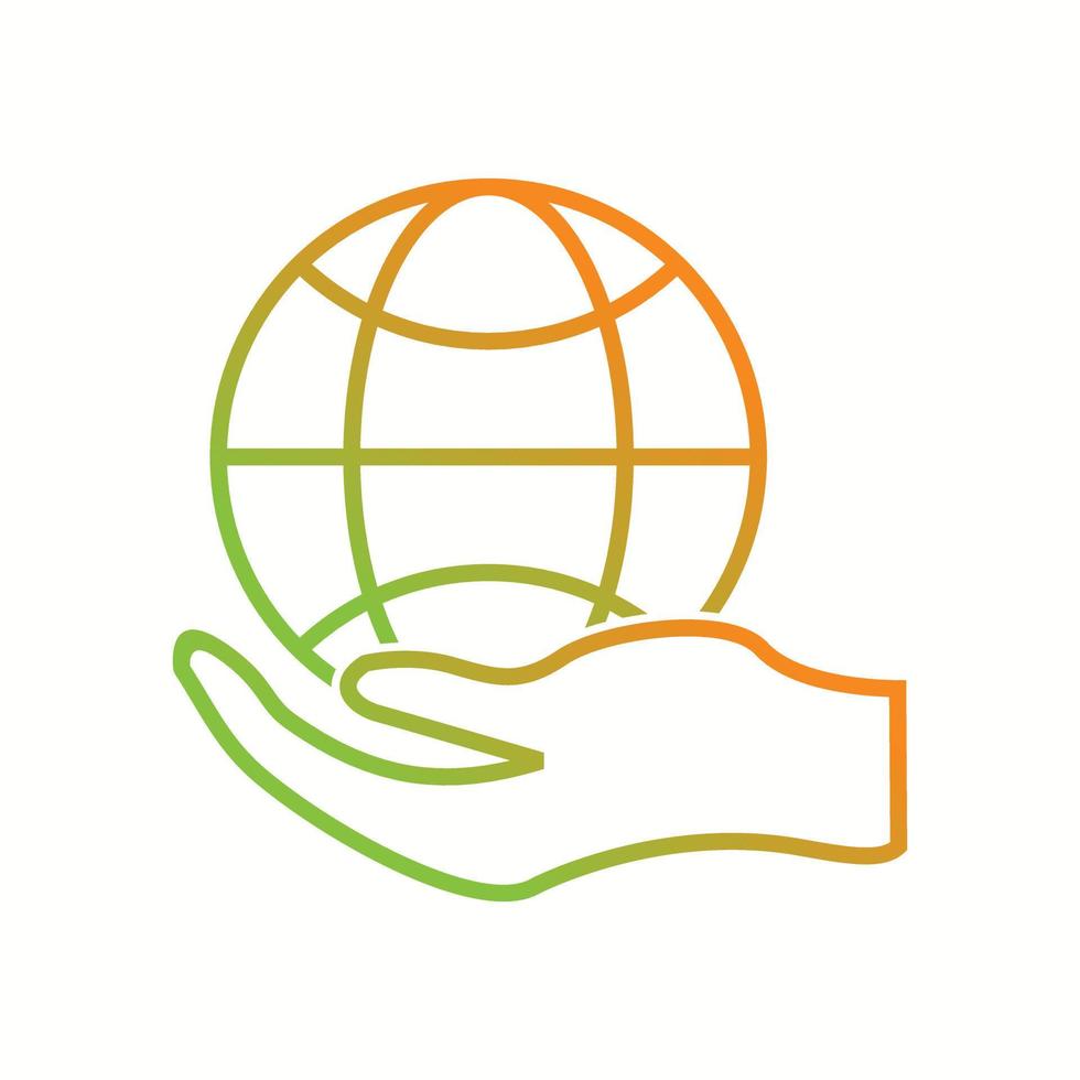 Beautiful Global hand vector line icon
