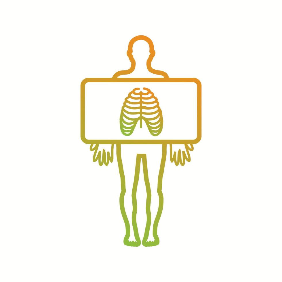 Chest X ray vector line icon