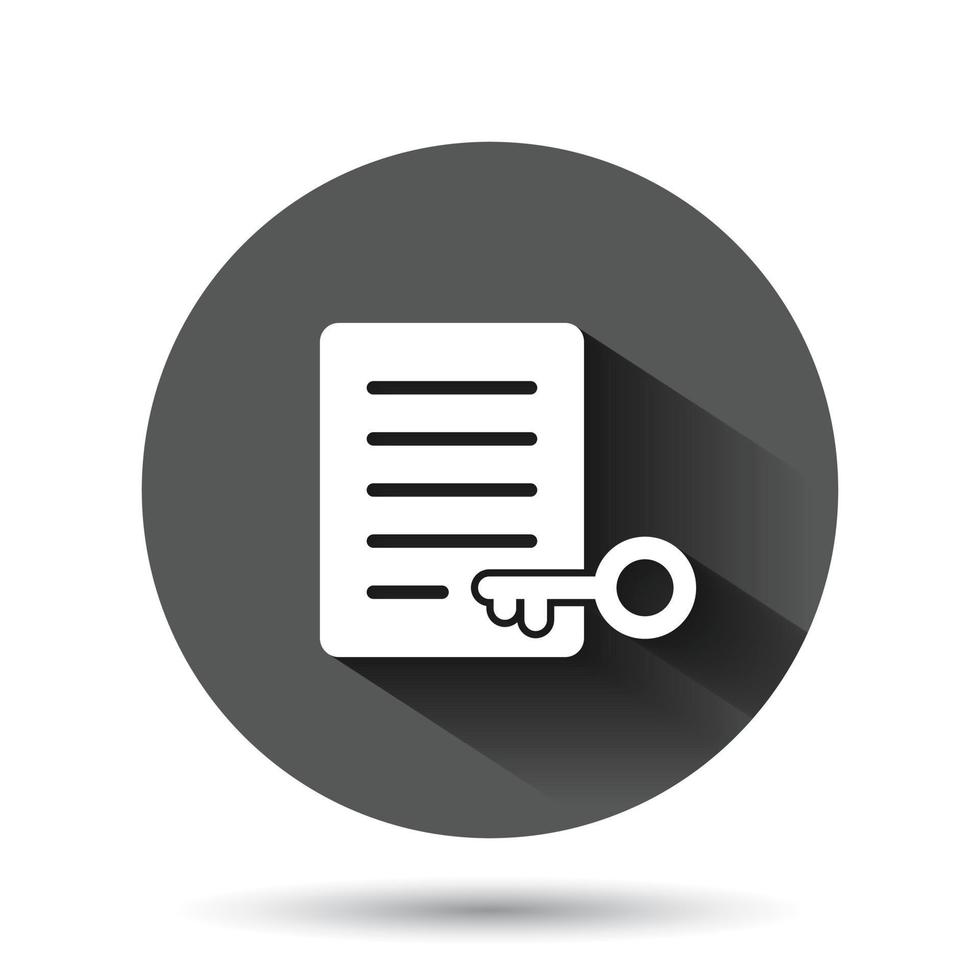 Password account icon in flat style. Keyword vector illustration on black round background with long shadow effect. Key combination circle button business concept.