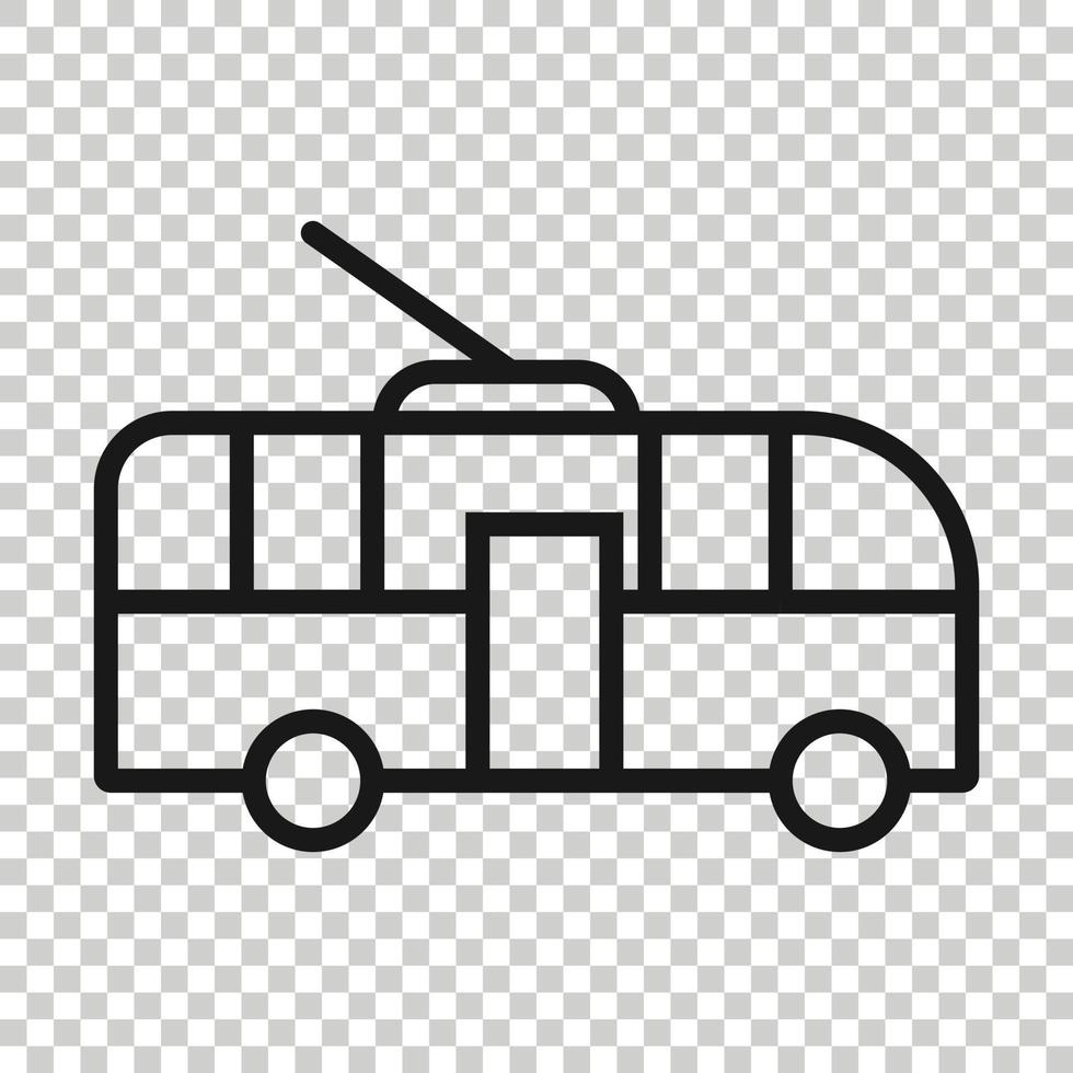 Trolleybus icon in flat style. Trolley bus vector illustration on white isolated background. Autobus vehicle business concept.