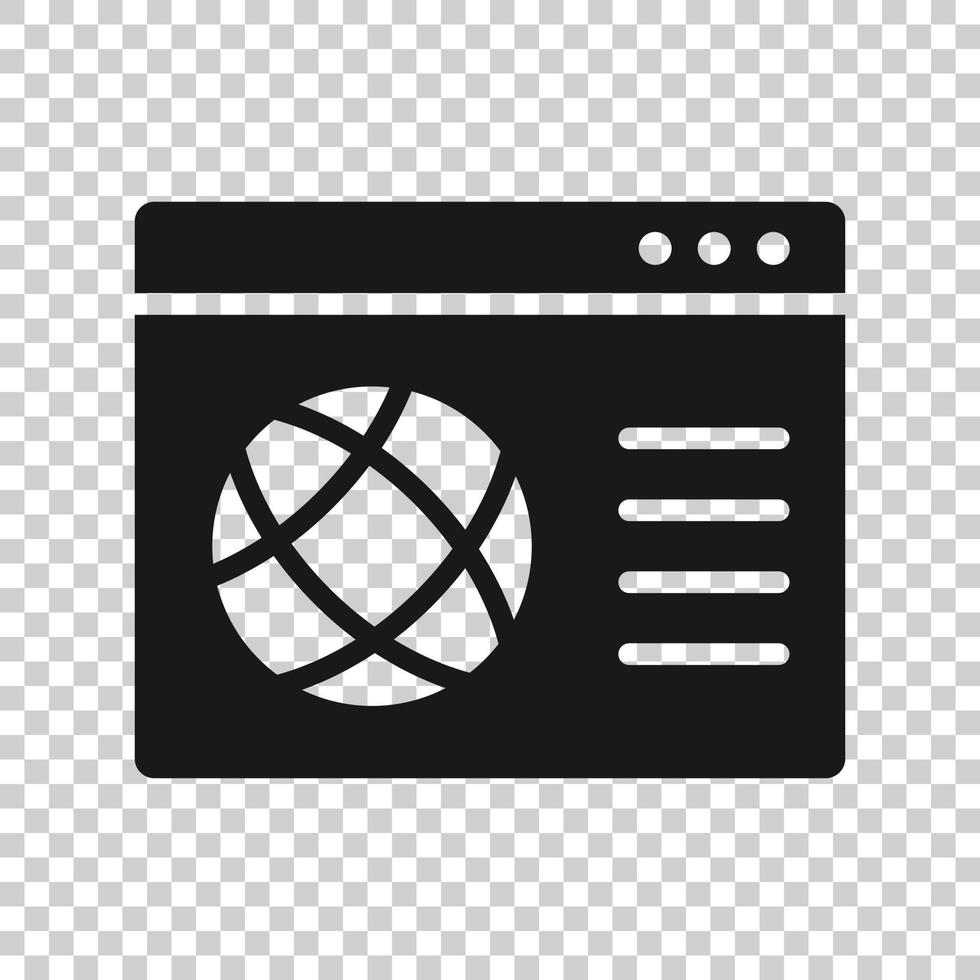 Website domain icon in flat style. Global internet address vector illustration on white isolated background. Server business concept.