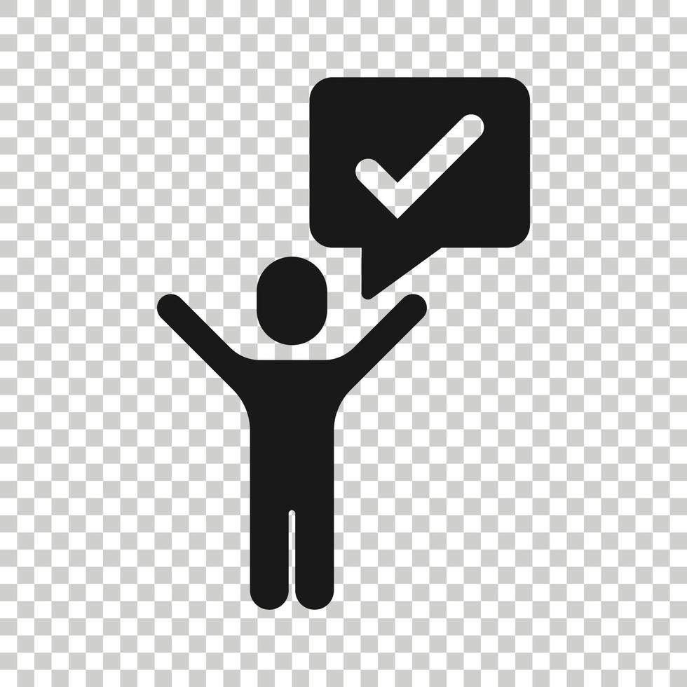 Organization management icon in flat style. People with check mark vector illustration on white isolated background. Businessman business concept.