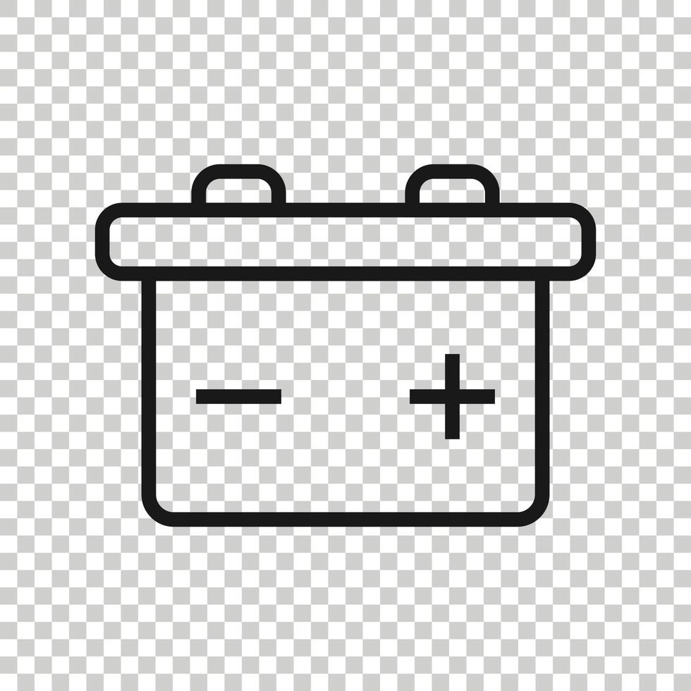 Car battery icon in flat style. Auto accumulator vector illustration on white isolated background. Energy power business concept.