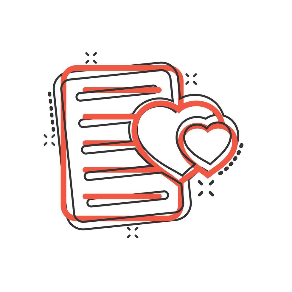 Wishlist icon in comic style. Like document cartoon vector illustration on white isolated background. Favorite list splash effect business concept.