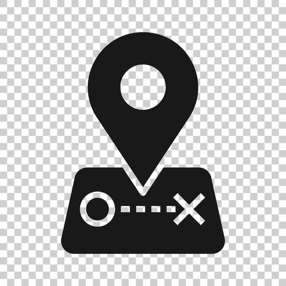Map pin icon in flat style. GPS navigation vector illustration on white isolated background. Locate position business concept.