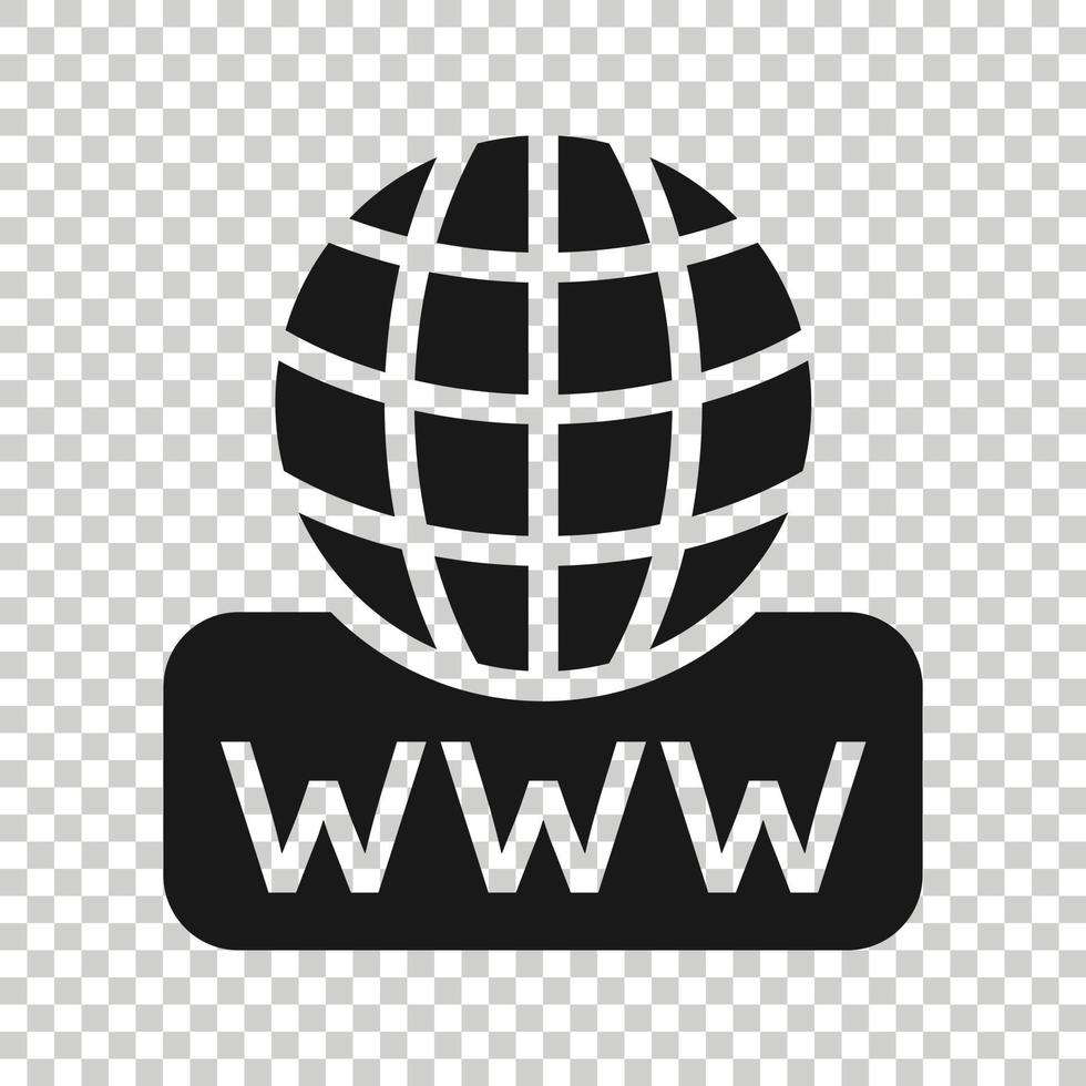 Global search icon in flat style. Website address vector illustration on white isolated background. WWW network business concept.