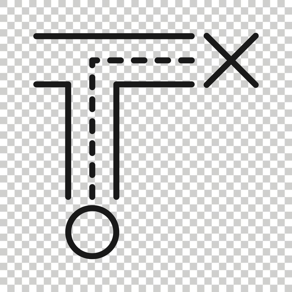 Crossroad icon in flat style. Road direction navigation vector illustration on white isolated background. Locate pin position business concept.