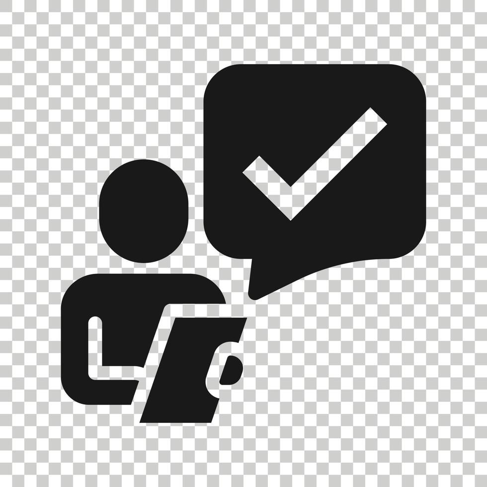 Organization management icon in flat style. People with check mark vector illustration on white isolated background. Businessman business concept.