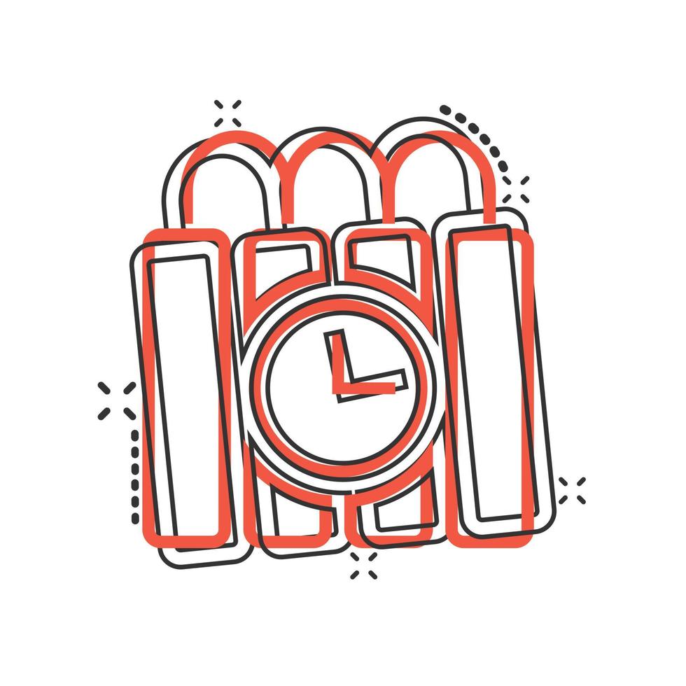 Bomb icon in comic style. Dynamite cartoon vector illustration on white isolated background. C4 tnt splash effect business concept.