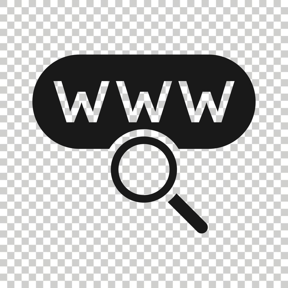Global search icon in flat style. Website address vector illustration on white isolated background. WWW network business concept.
