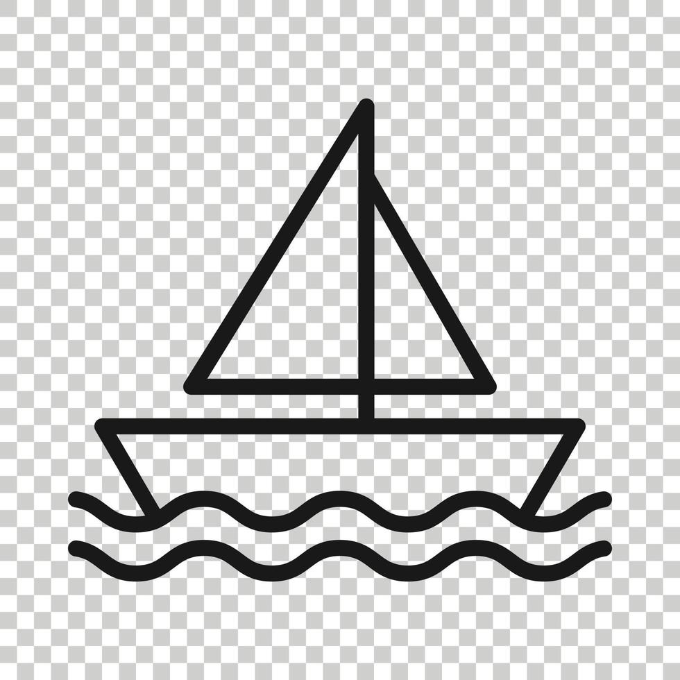 Tourism ship icon in flat style. Fishing boat vector illustration on white isolated background. Tanker destination business concept.