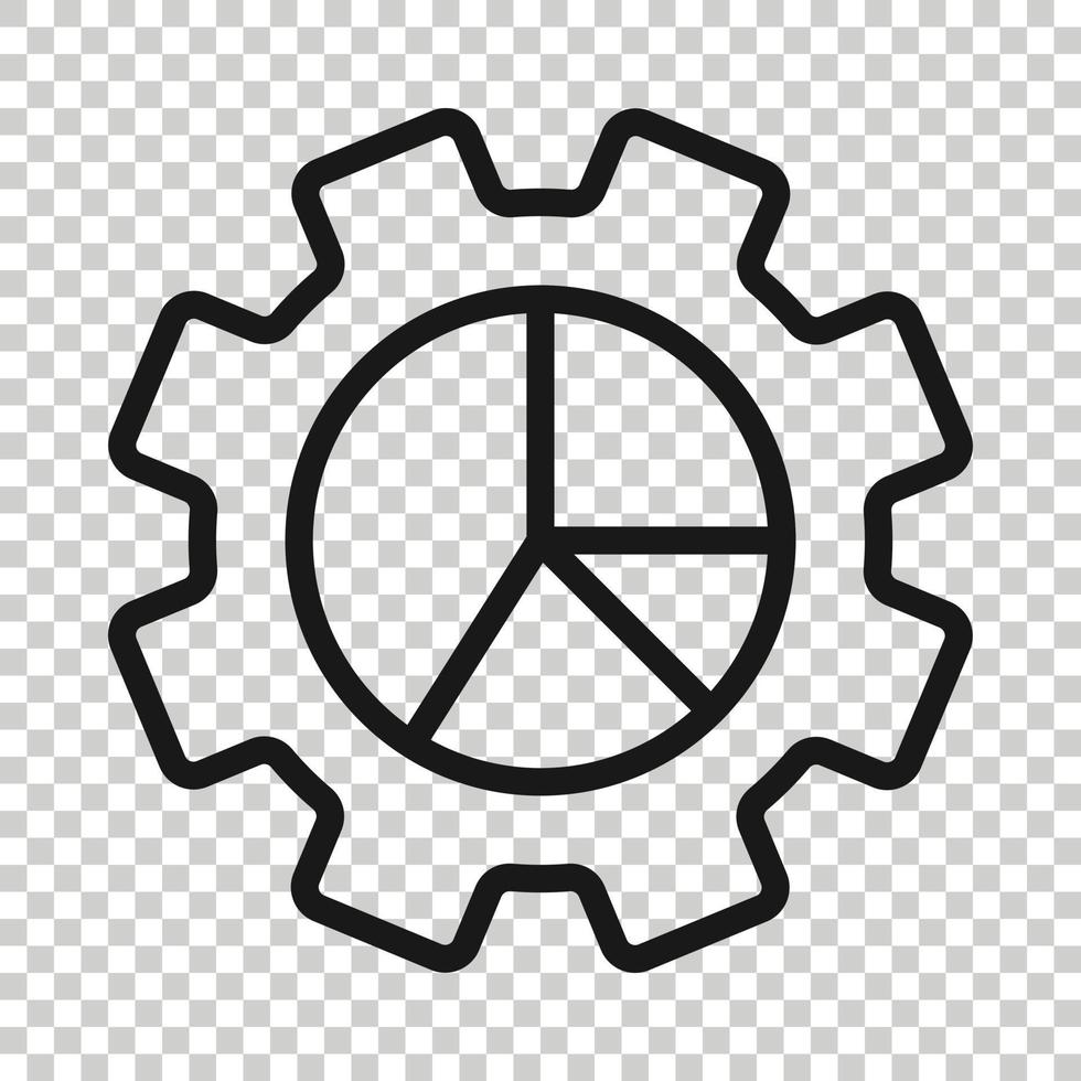 Workflow chart icon in flat style. Gear with diagram vector illustration on white isolated background. Process organization business concept.