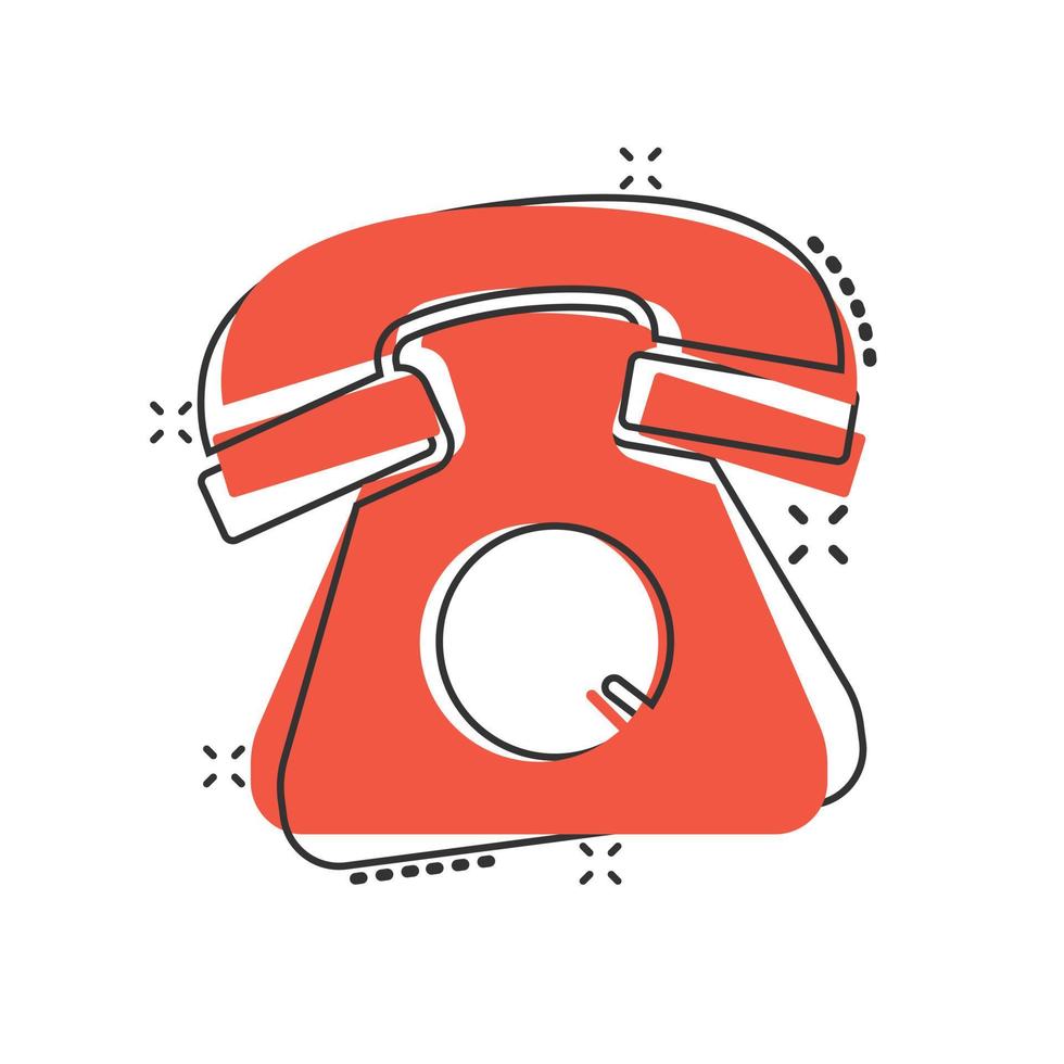 Mobile phone icon in comic style. Telephone talk cartoon vector illustration on white isolated background. Hotline contact splash effect business concept.