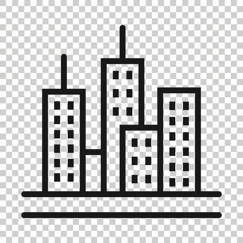 icono de construcción en estilo plano. ciudad rascacielos apartamento vector ilustración sobre fondo blanco aislado. concepto de negocio de la torre de la ciudad.