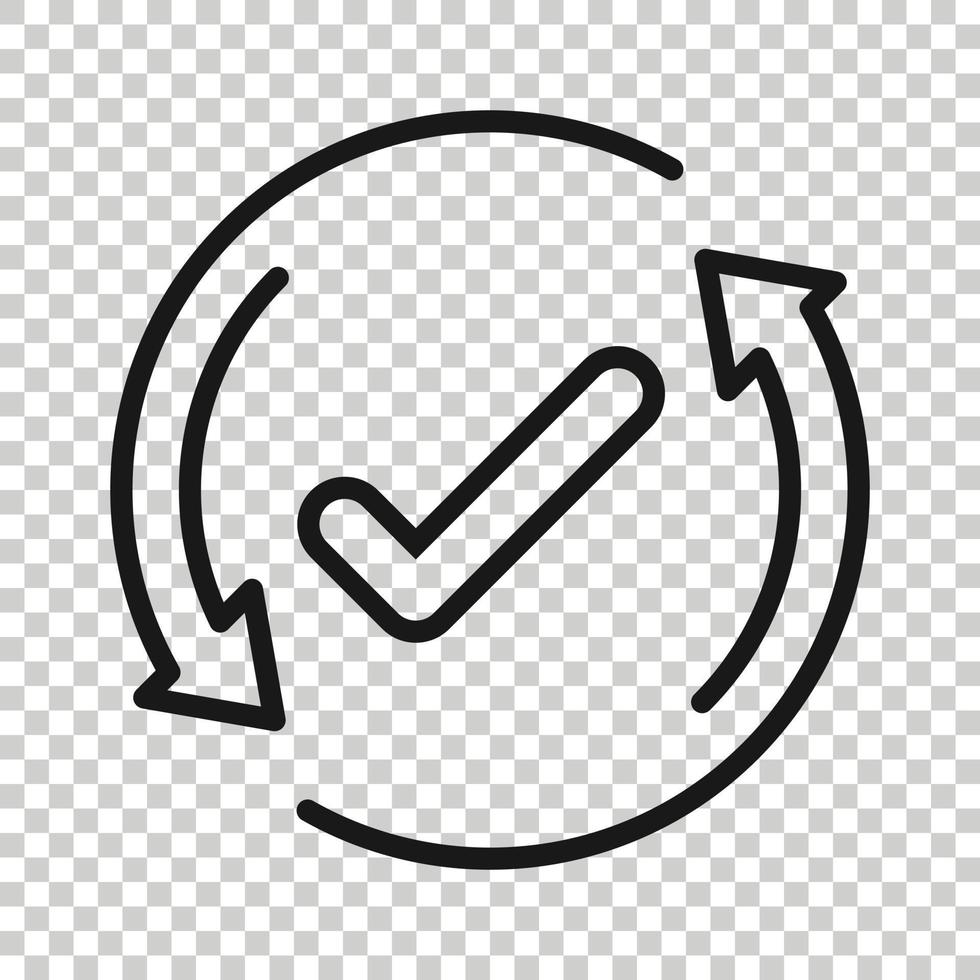 Check mark sign icon in flat style. Confirm button vector illustration on white isolated background. Accepted business concept.