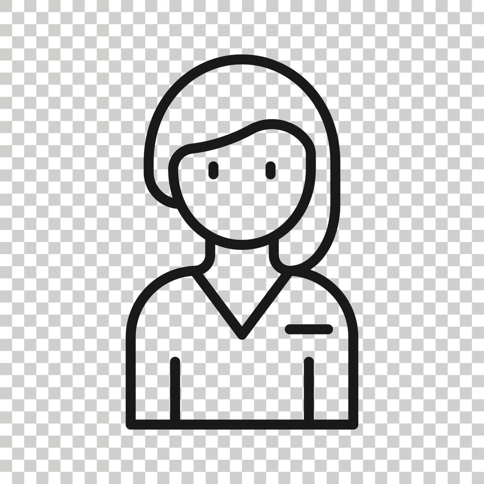 icono de cara de mujer en estilo plano. ilustración vectorial de personas sobre fondo blanco. concepto de negocio de asociación. vector