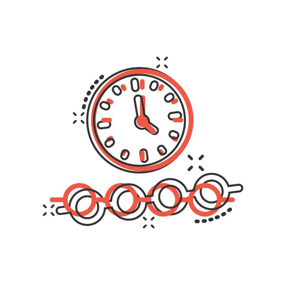Timeline icon in comic style. Progress cartoon vector illustration on white isolated background. Diagram splash effect business concept.