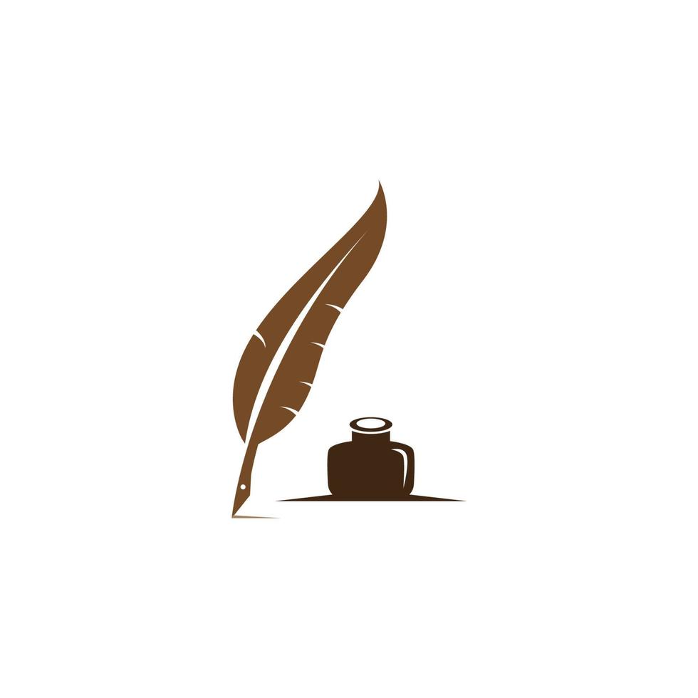 Ilustración de vector de plantilla de logotipo de pluma pluma