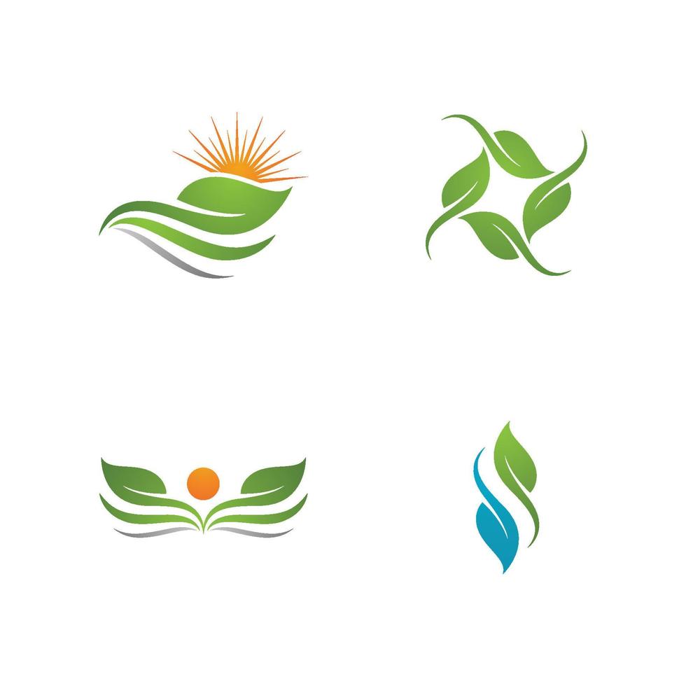 Logos of green Tree leaf ecology vector